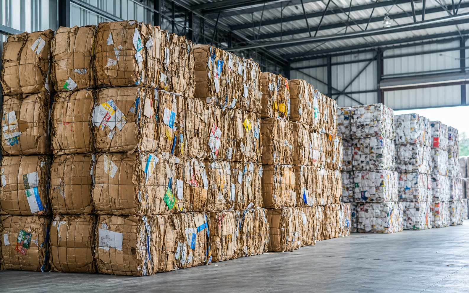 Baled waste paper prepared for recycling export